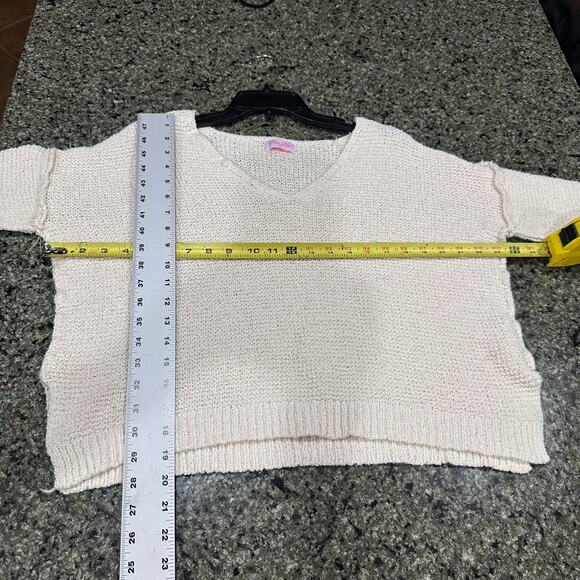 Pink Lily Sweater Women Size M Cream Color Clean Girl Minimalist Cotton Blend - Picture 5 of 7